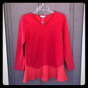 Red long sleeve shirt. Cotton mix.